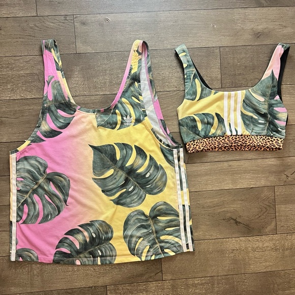 FARM RIO X ADIDAS - Monstera Leaves Tank Top Matching Set - Bundle - Picture 2 of 7